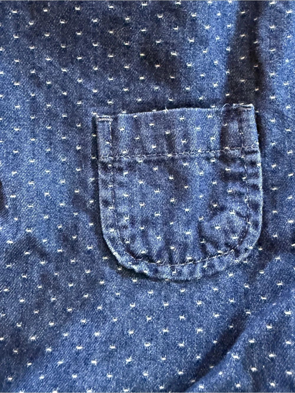 GAP Navy Dot-Print Denim Snap Romper Sz 6-12 M